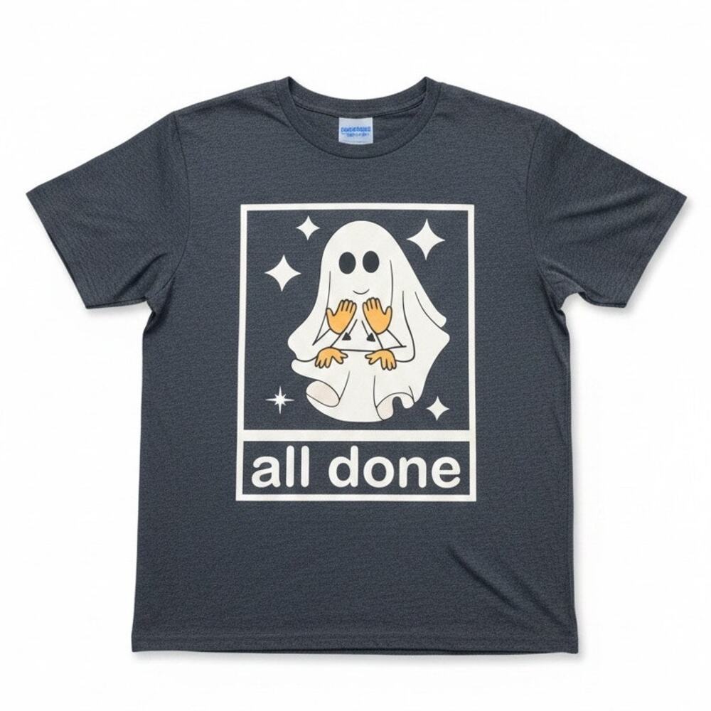 All Done Sign Language Speech Pathology Ghost T shirt Size Medium